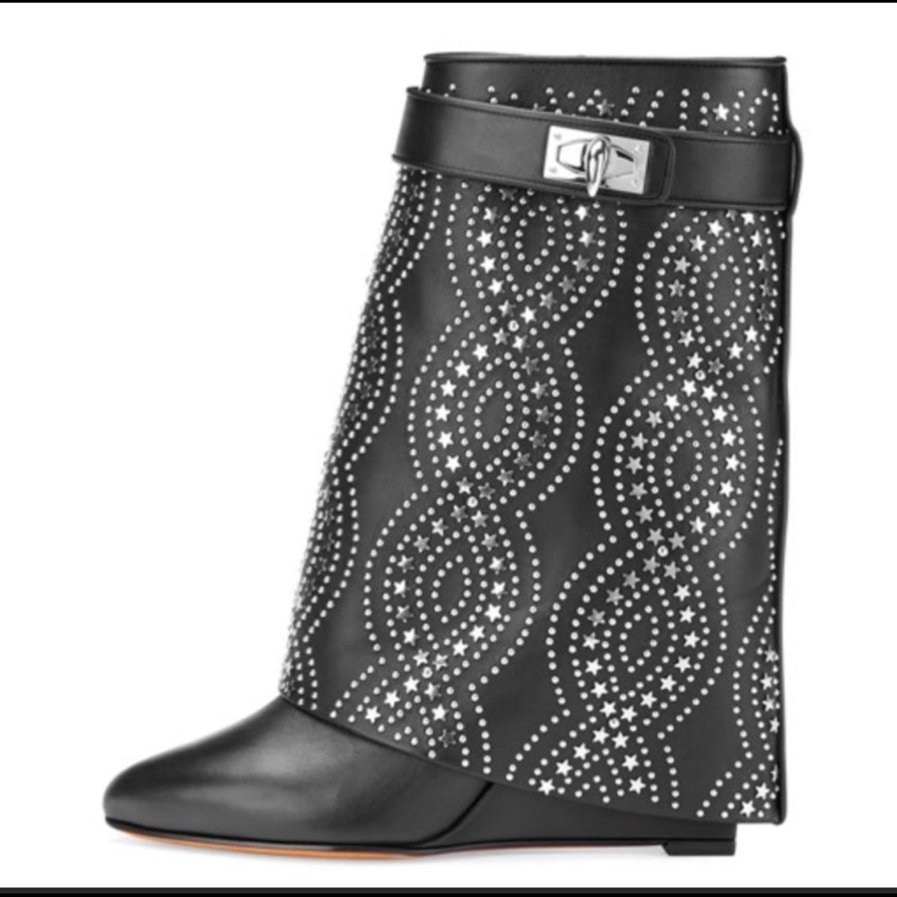 Givenchy shark lock boots black studded